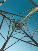 View from below of a metal structure