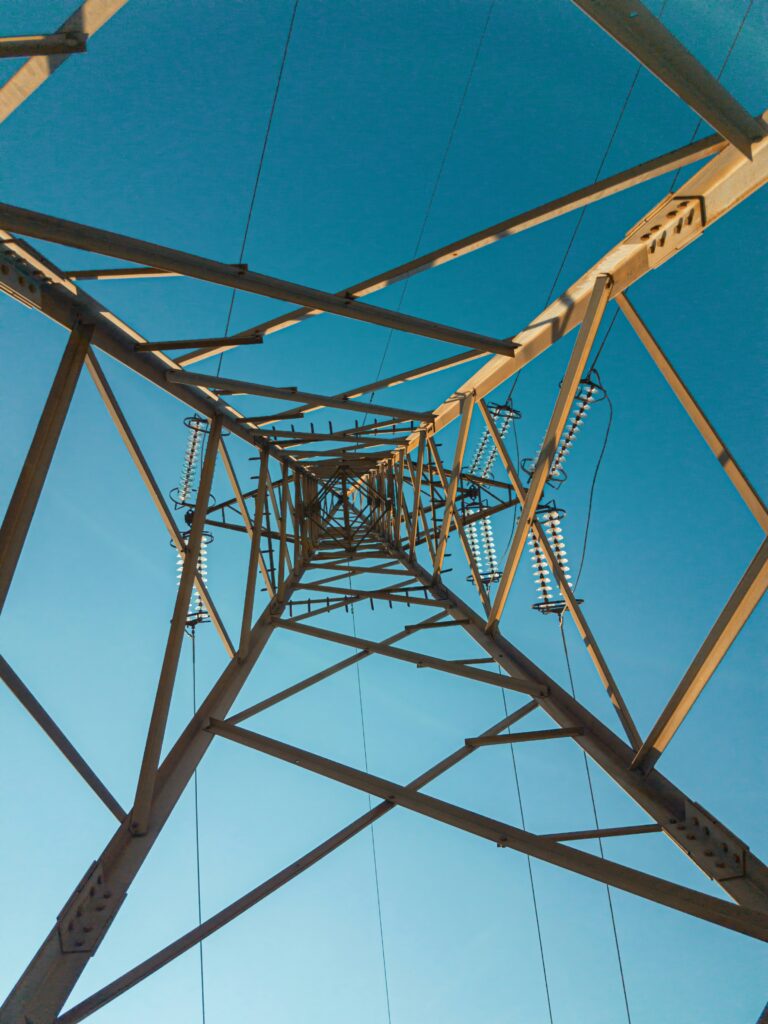 View from below of a metal structure